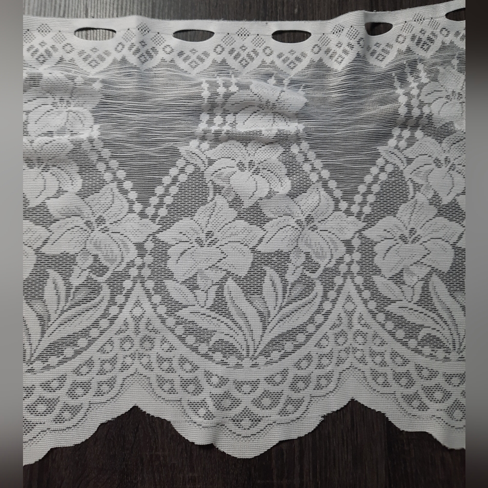 Vintage Pair of Floral Lace Valance Curtains
